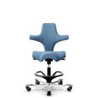 HÅG Capisco 8106 - Oceanic (Camira) - Recycled Polyester - OCI011 - Light blue - Black - 265 mm (seat height 53-79cm) - Hard castors for soft floors