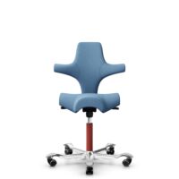HÅG Capisco 8106 - Oceanic (Camira) - Poliéster reciclado - OCI011 - Light blue - Blush Rose - 150mm (seat height 40–55cm) - Soft castors for hard floors