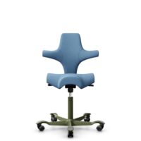 HÅG Capisco 8106 - Oceanic (Camira) - Recycled Polyester - OCI011 - Light blue - Moss Grey - 265 mm (seat height 53-79cm) - Hard castors for soft floors