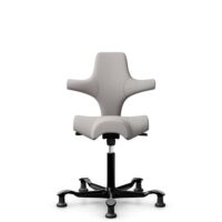 HÅG Capisco 8106 - Oceanic (Camira) - Recycled Polyester - OCI014 - Light beige - Black - 150mm (seat height 40–55cm) - Glides
