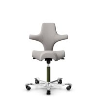 HÅG Capisco 8106 - Oceanic (Camira) - Recycled Polyester - OCI014 - Light beige - Moss Grey - 150mm (seat height 40–55cm) - Soft castors for hard floors