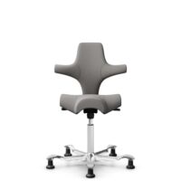 HÅG Capisco 8106 - Oceanic (Camira) - Recycled Polyester - OCI008 - Warm grey - White - 150mm (seat height 40–55cm) - Glides