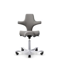 HÅG Capisco 8106 - Oceanic (Camira) - Recycled Polyester - OCI008 - Warm grey - Silver - 265 mm (seat height 53-79cm) - Hard castors for soft floors