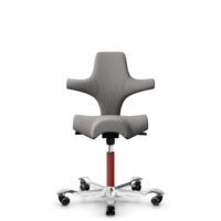HÅG Capisco 8106 - Oceanic (Camira) - Recyceltes Polyesters - OCI008 - Warm grey - Blush Rose - 150mm (Sitzhöhe 40-55cm) - Weiche Rollen für harte Böden