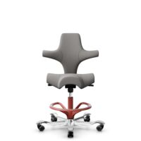 HÅG Capisco 8106 - Oceanic (Camira) - Recyceltes Polyester - OCI008 - Warm grey - Blush Rose - 200 mm (Sitzhöhe 46-64cm) - Harte Rollen für weiche Böden