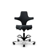 HÅG Capisco 8106 - Oceanic (Camira) - Polyester recyclé - OCI001 - Black - Noir - 265 mm (hauteur d’assise 53–79 cm) - Roues dures pour sols souples