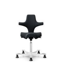 HÅG Capisco 8106 - Oceanic (Camira) - Recycled Polyester - OCI001 - Black - White - 150mm (seat height 40–55cm) - Glides