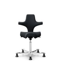 HÅG Capisco 8106 - Oceanic (Camira) - Recycled Polyester - OCI001 - Black - White - 150mm (seat height 40–55cm) - Glides