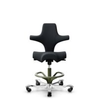 HÅG Capisco 8106 - Oceanic (Camira) - Recycled Polyester - OCI001 - Black - Moss Grey - 265 mm (seat height 53-79cm) - Soft castors for hard floors