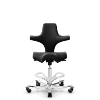 HÅG Capisco 8106 - Puxx 1 (Oniro) - Similicuir en polyuréthanes - PU215816 - Black - Blanc - 200 mm (hauteur d’assise 46–64 cm) - Roues dures pour sols souples