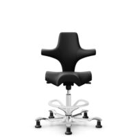 HÅG Capisco 8106 - Puxx 1 (Oniro) - Polyurethane synthetic leather - PU215816 - Black - White - 200 mm (seat height 46-64cm) - Glides