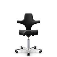 HÅG Capisco 8106 - Puxx 1 (Oniro) - Polyurethan-Kunstleder - PU215816 - Black - Silber - 200 mm (Sitzhöhe 46-64cm) - Weiche Rollen für harte Böden