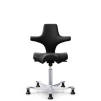 HÅG Capisco 8106 - Puxx 1 (Oniro) - Polyurethan-Kunstleder - PU215816 - Black - Silber - 265 mm (Sitzhöhe 53-79cm) - Bodengleiter