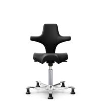 HÅG Capisco 8106 - Puxx 1 (Oniro) - Polyurethan-Kunstleder - PU215816 - Black - Silber - 265 mm (Sitzhöhe 53-79cm) - Bodengleiter