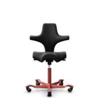 HÅG Capisco 8106 - Puxx 1 (Oniro) - Similicuir en polyuréthane - PU215816 - Black - Blush Rose - 150 mm (hauteur d’assise 40–55 cm) - Roues dures pour sols souples