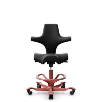 HÅG Capisco 8106 - Puxx 1 (Oniro) - Polyurethaan Kunstleer - PU215816 - Black - Framekleur - Blush Rose - Gasveer - 265 mm (Zithoogte 53-79cm) - Vloercontact - Zachte wielen t.b.v. harde vloeren - Voetenring - Ja, in framekleur - Voetster - Nee, voetst...