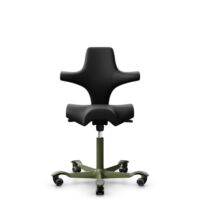 HÅG Capisco 8106 - Puxx 1 (Oniro) - Similicuir en polyuréthane - PU215816 - Black - Moss Grey - 200 mm (hauteur d’assise 46–64 cm) - Roues dures pour sols souples