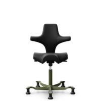 HÅG Capisco 8106 - Puxx 1 (Oniro) - Polyurethan-Kunstleder - PU215816 - Black - Moss Grey - 200 mm (Sitzhöhe 46-64cm) - Bodengleiter