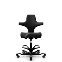 HÅG Capisco 8106 - Illusion 3.0 (Nevotex) - Cuero sintético de poliuretano - ILU3110 - Black - Black - 200 mm (seat height 46-64cm) - Hard castors for soft floors