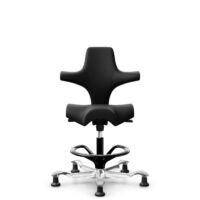 HÅG Capisco 8106 - Illusion 3.0 (Nevotex) - Polyurethan-Kunstleder - ILU3110 - Black - Schwarz - 200 mm (Sitzhöhe 46-64cm) - Bodengleiter