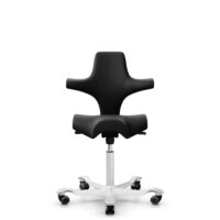 HÅG Capisco 8106 - Illusion 3.0 (Nevotex) - Similicuir en polyuréthane - ILU3110 - Black - Blanc - 150 mm (hauteur d’assise 40–55 cm) - Roues souples pour sols durs