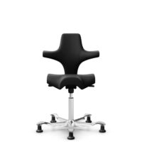 HÅG Capisco 8106 - Illusion 3.0 (Nevotex) - Polyurethane synthetic leather - ILU3110 - Black - White - 265 mm (seat height 53-79cm) - Glides