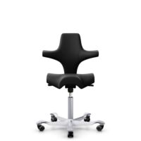 HÅG Capisco 8106 - Illusion 3.0 (Nevotex) - Polyurethaan Kunstleer - ILU3110 - Black - Framekleur - Zilver - Gasveer - 150 mm (Zithoogte 40-55cm) - Vloercontact - Harde wielen t.b.v. zachte vloeren - Voetenring - Nee, geen voetenring - Voetster - Nee, ...