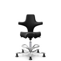 HÅG Capisco 8106 - Illusion 3.0 (Nevotex) - Cuero sintético de poliuretano - ILU3110 - Black - Silver - 265 mm (seat height 53-79cm) - Glides