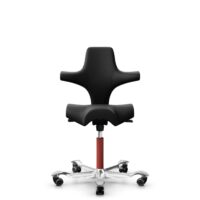 HÅG Capisco 8106 - Illusion 3.0 (Nevotex) - Polyurethan-Kunstleder - ILU3110 - Black - Blush Rose - 265 mm (Sitzhöhe 53-79cm) - Weiche Rollen für harte Böden