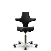 HÅG Capisco 8106 - Illusion 3.0 (Nevotex) - Polyurethan-Kunstleder - ILU3110 - Black - Moss Grey - 200 mm (Sitzhöhe 46-64cm) - Weiche Rollen für harte Böden