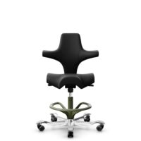 HÅG Capisco 8106 - Illusion 3.0 (Nevotex) - Polyurethane synthetic leather - ILU3110 - Black - Moss Grey - 200 mm (seat height 46-64cm) - Soft castors for hard floors