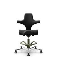 HÅG Capisco 8106 - Illusion 3.0 (Nevotex) - Polyurethane synthetic leather - ILU3110 - Black - Moss Grey - 200 mm (seat height 46-64cm) - Glides