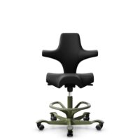 HÅG Capisco 8106 - Illusion 3.0 (Nevotex) - Polyurethan-Kunstleder - ILU3110 - Black - Moss Grey - 265 mm (Sitzhöhe 53-79cm) - Weiche Rollen für harte Böden