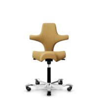 HÅG Capisco 8106 - Sirdal (GU) - Wool - SRD320 - Ochre - Black - 200 mm (seat height 46-64cm) - Hard castors for soft floors