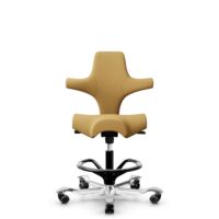 HÅG Capisco 8106 - Sirdal (GU) - Lana - SRD320 - Ochre - Black - 265 mm (seat height 53-79cm) - Hard castors for soft floors