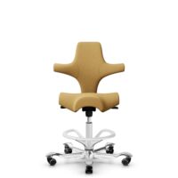 HÅG Capisco 8106 - Sirdal (GU) - Lana - SRD320 - Ochre - White - 265 mm (seat height 53-79cm) - Hard castors for soft floors