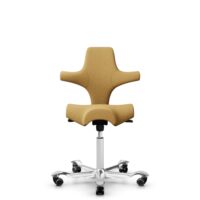 HÅG Capisco 8106 - Sirdal (GU) - Lana - SRD320 - Ochre - White - 265 mm (seat height 53-79cm) - Soft castors for hard floors