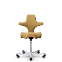HÅG Capisco 8106 - Sirdal (GU) - Laine - SRD320 - Ochre - Argent - 150 mm (hauteur d’assise 40–55 cm) - Roues souples pour sols durs