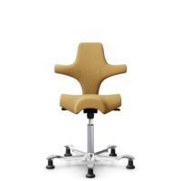 HÅG Capisco 8106 - Sirdal (GU) - Wełna - SRD320 - Ochre - Silver - 150mm (seat height 40–55cm) - Glides