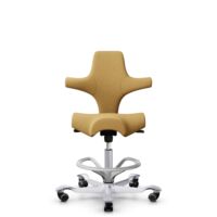 HÅG Capisco 8106 - Sirdal (GU) - Wool - SRD320 - Ochre - Silver - 200 mm (seat height 46-64cm) - Hard castors for soft floors
