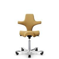HÅG Capisco 8106 - Sirdal (GU) - Laine - SRD320 - Ochre - Argent - 265 mm (hauteur d’assise 53–79 cm) - Roues dures pour sols souples