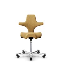 HÅG Capisco 8106 - Sirdal (GU) - Wool - SRD320 - Ochre - Silver - 265 mm (seat height 53-79cm) - Soft castors for hard floors