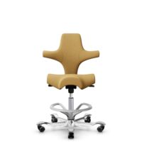 HÅG Capisco 8106 - Sirdal (GU) - Wool - SRD320 - Ochre - Silver - 265 mm (seat height 53-79cm) - Soft castors for hard floors