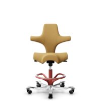 HÅG Capisco 8106 - Sirdal (GU) - Wool - SRD320 - Ochre - Blush Rose - 265 mm (seat height 53-79cm) - Hard castors for soft floors