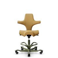 HÅG Capisco 8106 - Sirdal (GU) - Wool - SRD320 - Ochre - Moss Grey - 200 mm (seat height 46-64cm) - Hard castors for soft floors