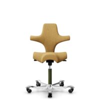 HÅG Capisco 8106 - Sirdal (GU) - Wool - SRD320 - Ochre - Moss Grey - 200 mm (seat height 46-64cm) - Soft castors for hard floors