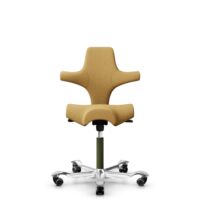HÅG Capisco 8106 - Sirdal (GU) - Laine - SRD320 - Ochre - Moss Grey - 265 mm (hauteur d’assise 53–79 cm) - Roues dures pour sols souples