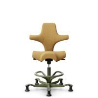 HÅG Capisco 8106 - Sirdal (GU) - Wool - SRD320 - Ochre - Moss Grey - 265 mm (seat height 53-79cm) - Glides