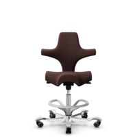 HÅG Capisco 8106 - Sirdal (GU) - Laine - SRD480 - Chestnut - Argent - 200 mm (hauteur d’assise 46–64 cm) - Roues souples pour sols durs