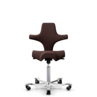 HÅG Capisco 8106 - Sirdal (GU) - Laine - SRD480 - Chestnut - Argent - 265 mm (hauteur d’assise 53–79 cm) - Roues dures pour sols souples